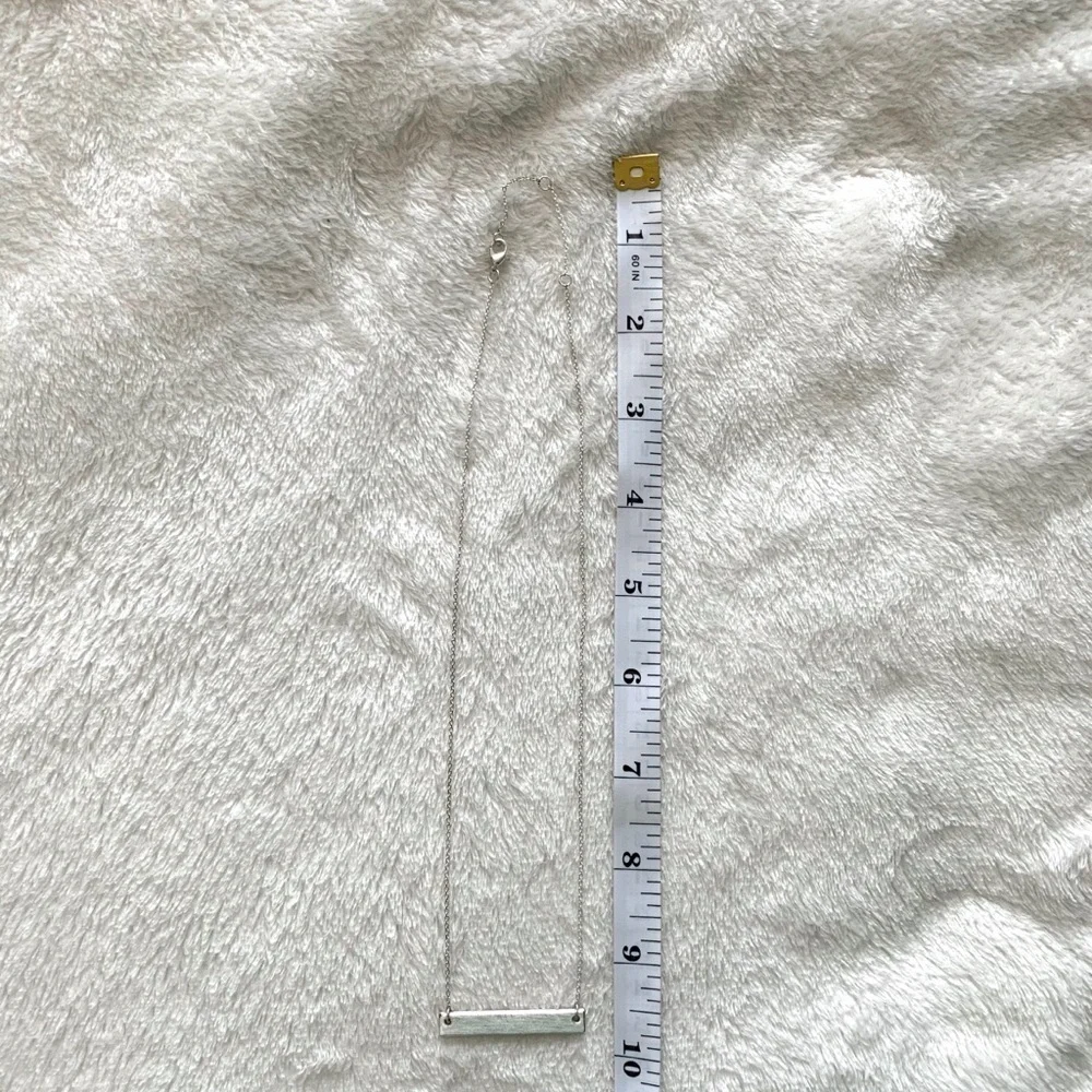 Minimalist Silver Tone Bar Necklace | Layering Necklace Blank Plate Necklace